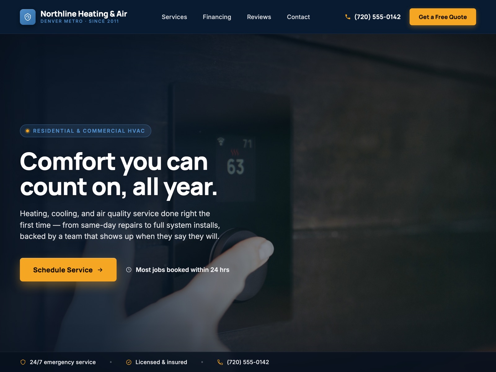 Sample HVAC company website designed by RankLoft