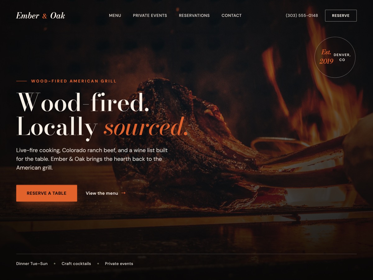 Sample restaurant website designed by RankLoft